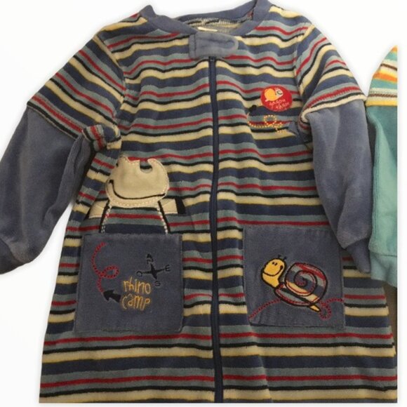 Lot of 2 Gagou Tagou Footed Velour Pajamas 18M - Picture 2 of 8